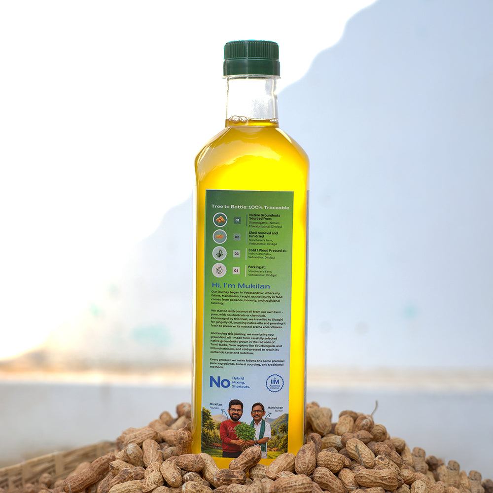 Cold pressed Native Groundnut oil - 1 L (Marachekku/Wood pressed)