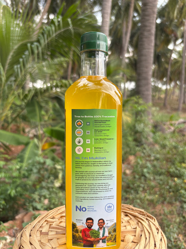 Cold pressed Native Groundnut oil - 1 L (Marachekku/Wood pressed)